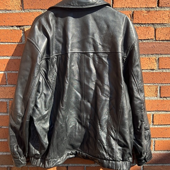 Jos A. Bank Black Leather Coat Men XL - Picture 3 of 9